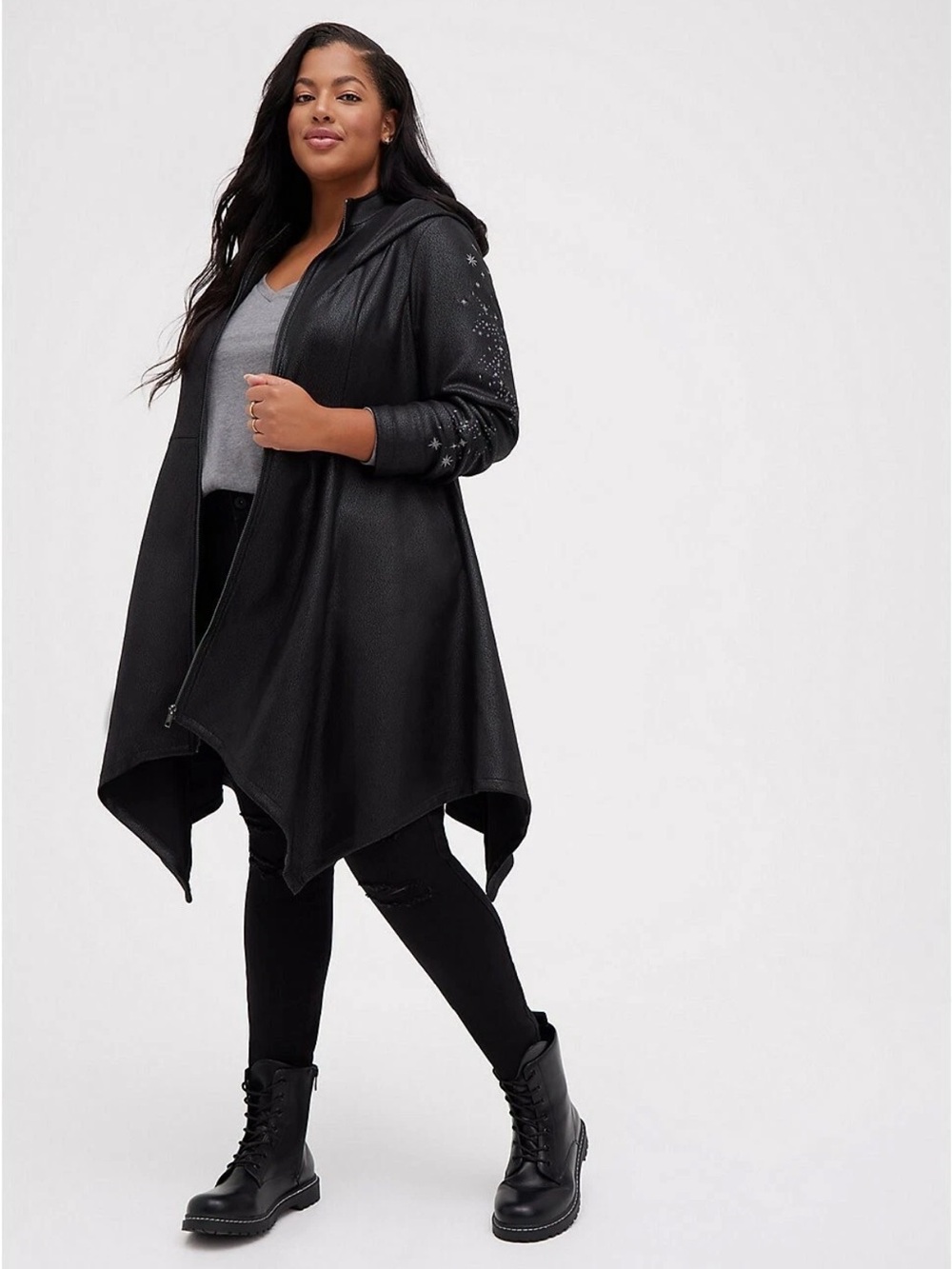 Torrid x Harry Potter ✨Faux Suede ✨ Black Embroidered Coat ✨ Size 1 (14/16) - Picture 17 of 17